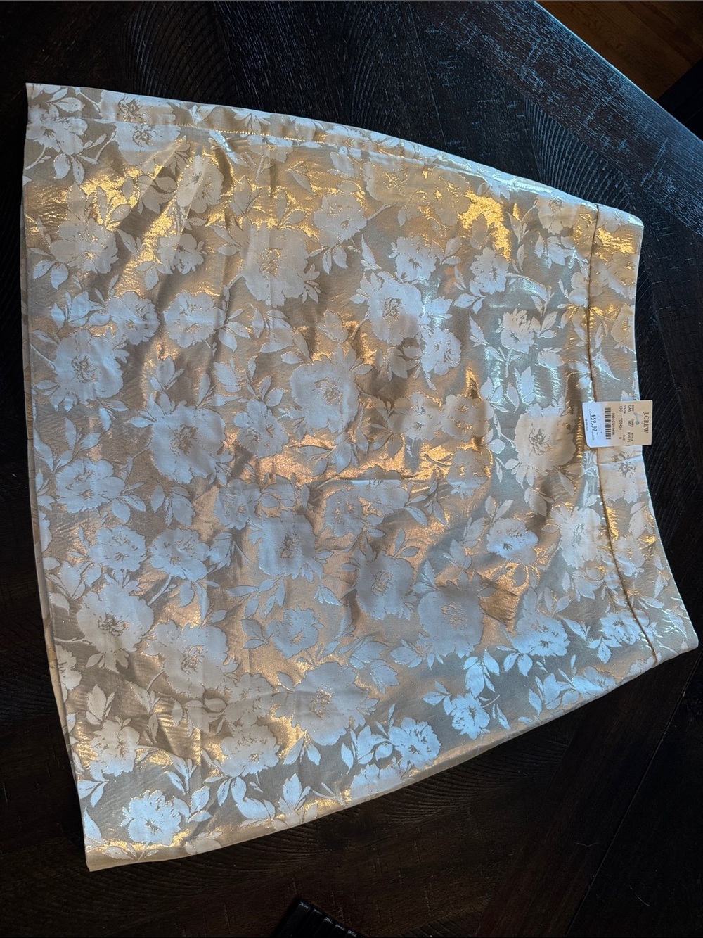 J. Crew Floral Jacquard Cream and Gold Skirt